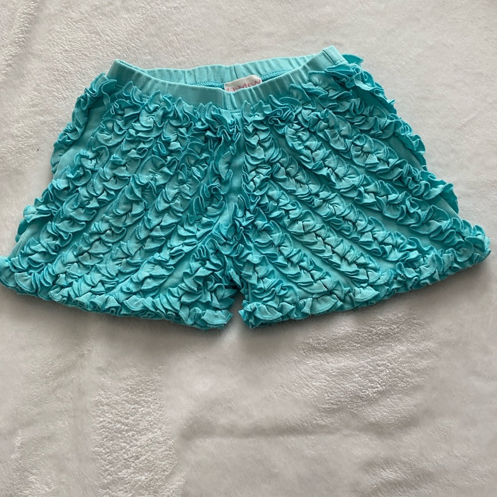 Lemon Loves Lime Blue Casual Ruffled Shorts